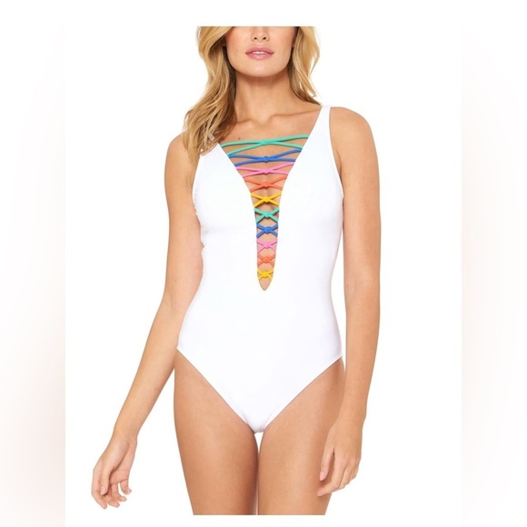 Bleu Rod Beattie Other - New Bleu Rod Beattie Womens Swimwear One-Piece Strappy White size 12